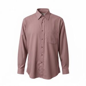 Protocol Men’s Button Up Dress Shirt Stripes Dusty Rose Mauve Long Sleeve